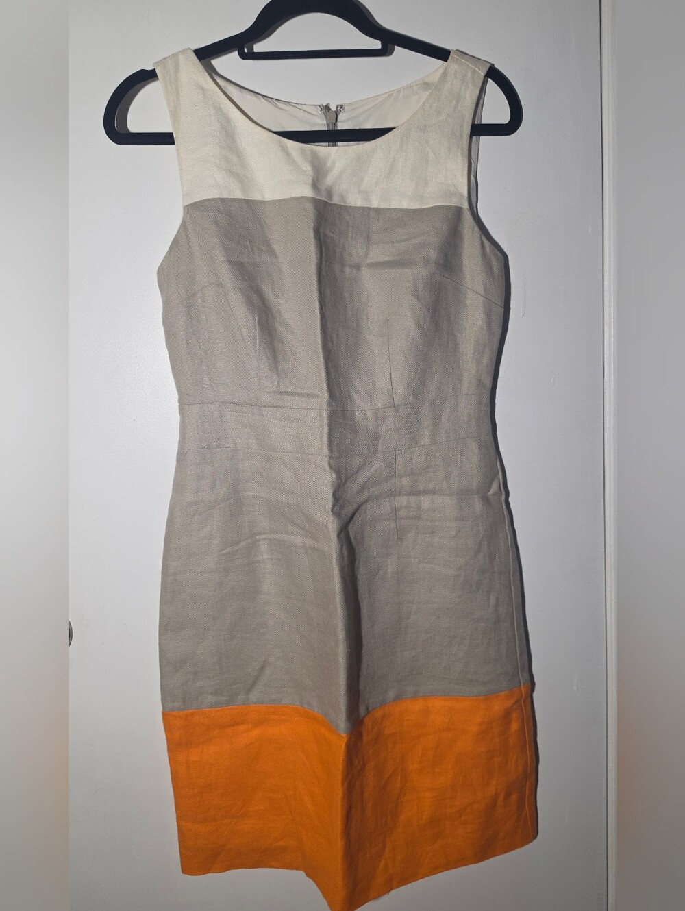 Banana Republic Colorblock Linen Dress in Cream, Gray, Orange